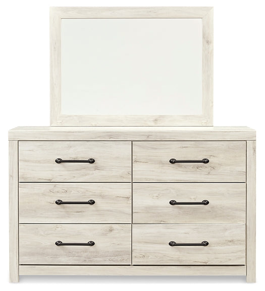 Cambeck  Panel Bed With 2 Storage Drawers With Mirrored Dresser And Chest