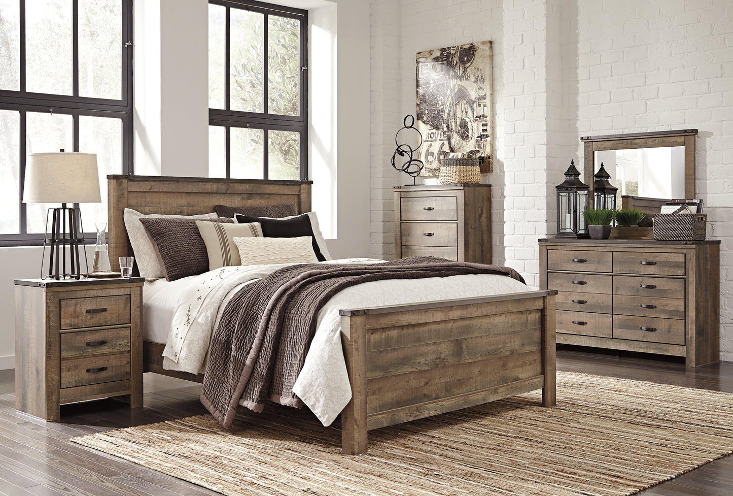 Trinell King Panel Bed with Dresser, Chest and 2 Nightstands