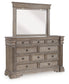 Blairhurst California King Panel Bed with Mirrored Dresser and Nightstand