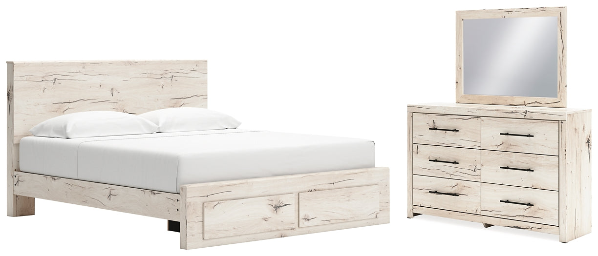 Lawroy King Panel Storage Bed with Mirrored Dresser