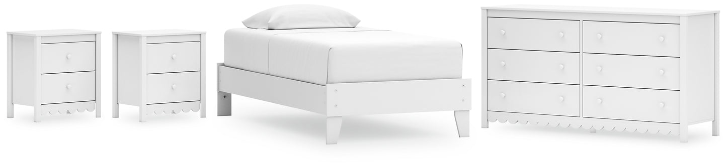 Hallityn Twin Platform Bed with Dresser and 2 Nightstands