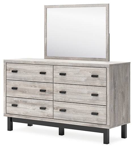 Vessalli King Panel Headboard with Mirrored Dresser and Nightstand