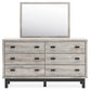 Vessalli Queen Panel Headboard with Mirrored Dresser, Chest and 2 Nightstands