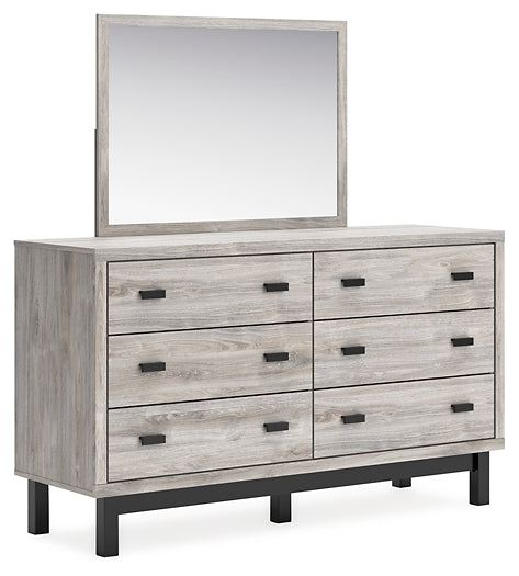 Vessalli King Panel Bed with Mirrored Dresser and Chest